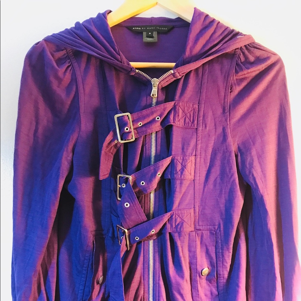 Marc Jacobs purple button down top with hoodie